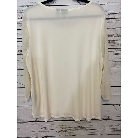 Chico’s Travelers Collection Pullover Blouse  in Cream with Gold accents Size 3 - Picture 6 of 7